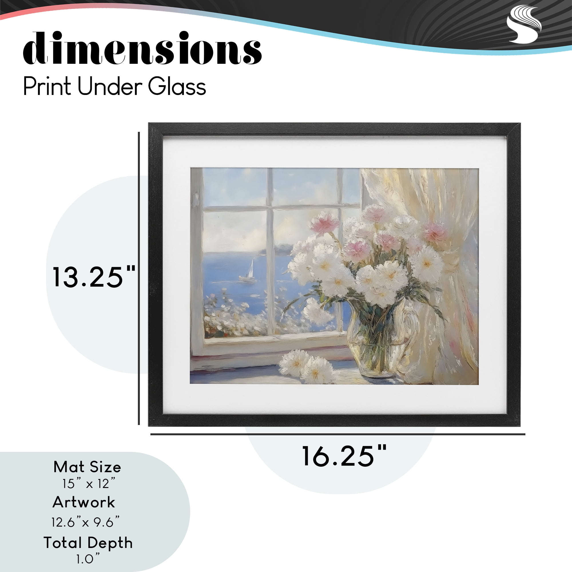 Stupell Industries Coastal View Floral Window Bouquet Black Framed Print Under Glass, design by LSR Design Studio