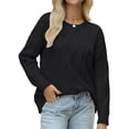 thumbnail image 2 of Women'S Oversized Cable Knit Crewneck Sweaters Black XL, 2 of 9