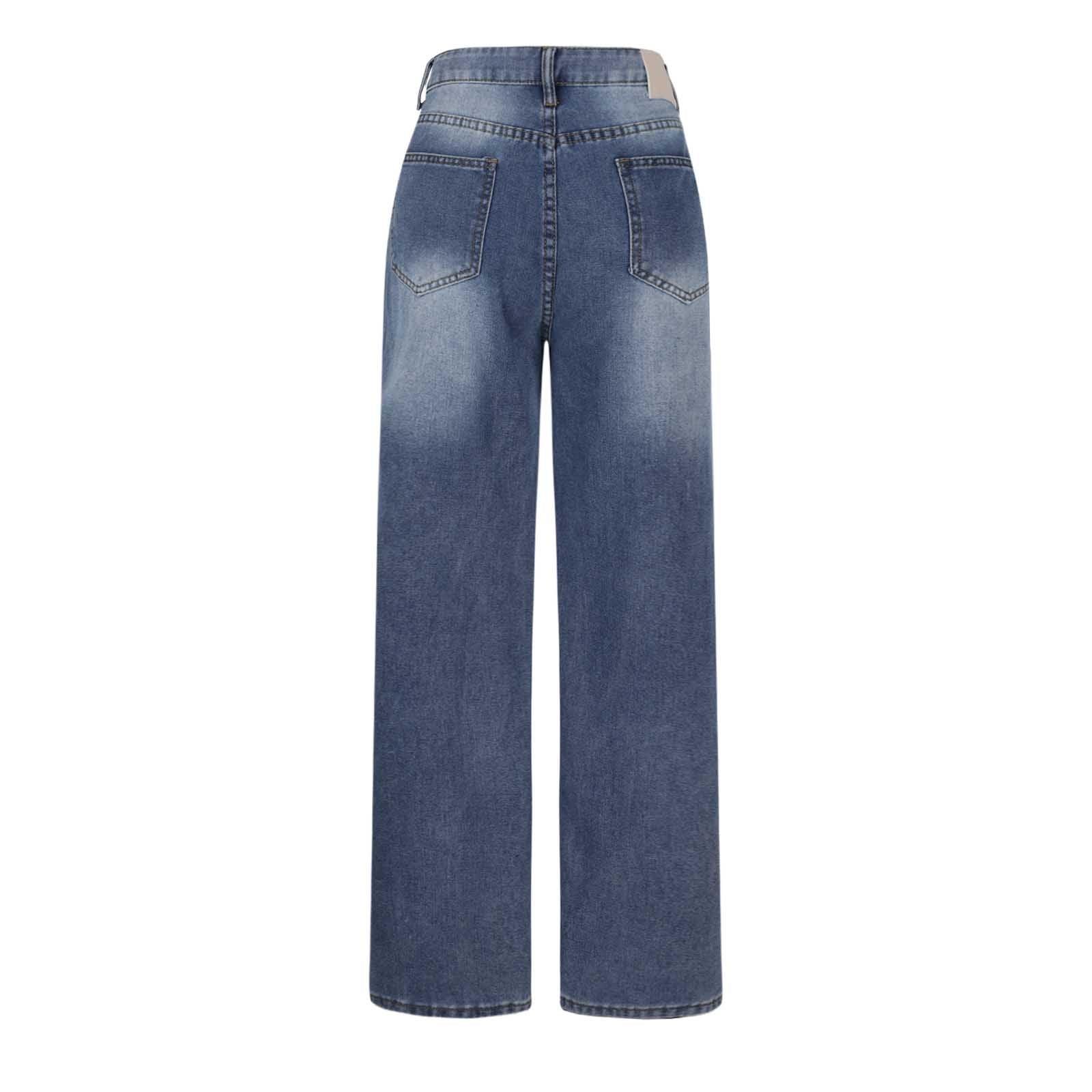 ◆LCDC◆ WIDELEG WASHED DENIM BLUE LCESACDP20050 HaiMao Womens Drawstring High Waist Wide Leg Jeans Clearance
