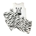 thumbnail image 1 of Kmbangi Toddler Summer Outfit Zebra/Letters Tank Tops + Elastic Waist Shorts, 1 of 10