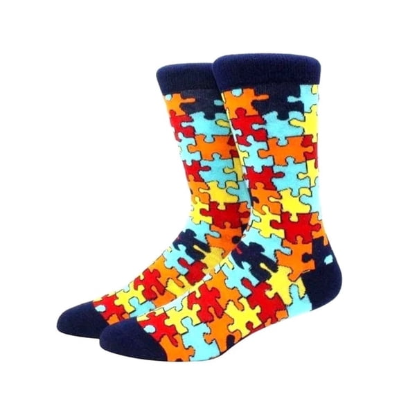 Puzzle Pieces Jigsaw Colorful Pattern Socks from the Sock Panda Size: Medium
