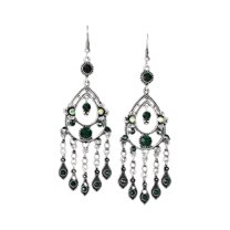 Grandest Birch 1 Pair Dangle Earrings Classic Decorative All-match Bohemian Vintage Multilayer Rhinestone Ethnic Style Earrings fo