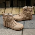 thumbnail image 2 of Botas planas con borlas de talla grande para mujer, botas Martin con hebilla de cinturón y remaches para otoño e invierno, botas casuales de gamuza, 2 of 6