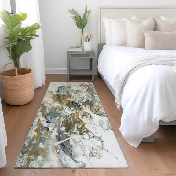 Addison Rugs Mayfield Washable Contemporary Abstract Smoke Runner Rug, 2'3" x 7'6"