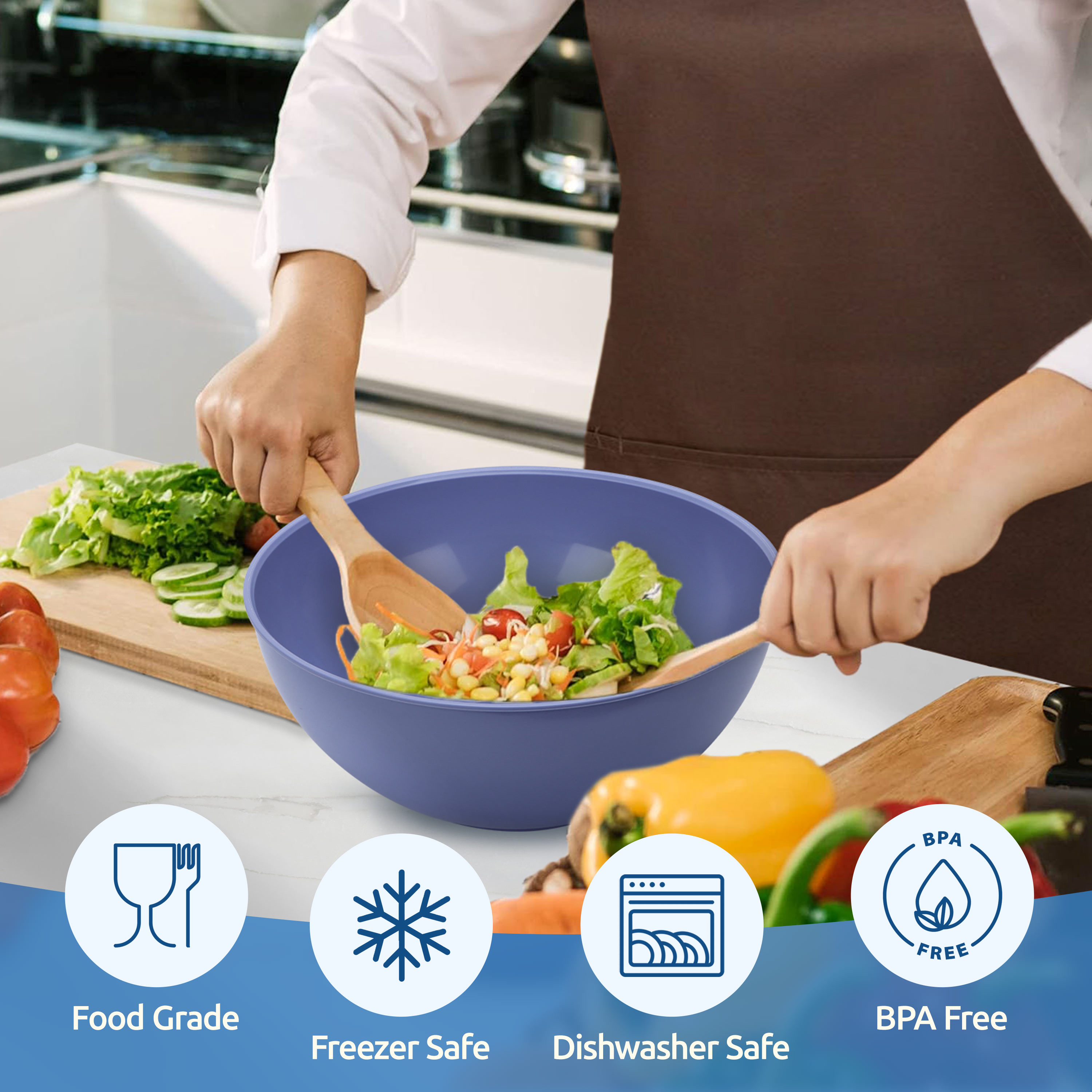 Walchoice 6-Piece Nesting Mixing Bowls with Lids, Blue photo 4