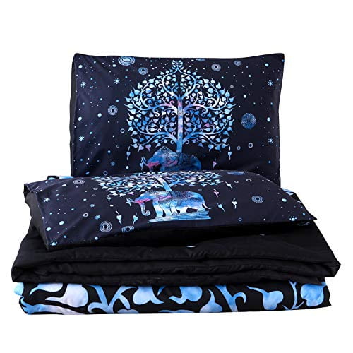 Details about   Meeting Story 3PC India Bohemian Comforter Bedspread Elephant,with Colorful Tree 