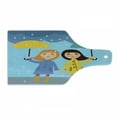 thumbnail image 1 of Umbrella Girl Cutting Board, Cartoon Design of 2 Little Females Standing Under the Rain, Decorative Tempered Glass Cutting and Serving Board, in 3 Sizes, by Ambesonne, 1 of 2