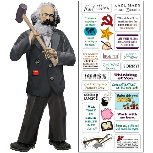 Karl Marx Quotable Notable - Greeting Card and Sticker Sheet - Envelope Included