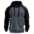 thumbnail image 4 of HXWCHs Men's Fall/Winter Hoodie Men's Casual Solid Color Pullover Hoodie Streetwear Comfortable Drawstring Sweatshirt for All Seasons Grey L, 4 of 5