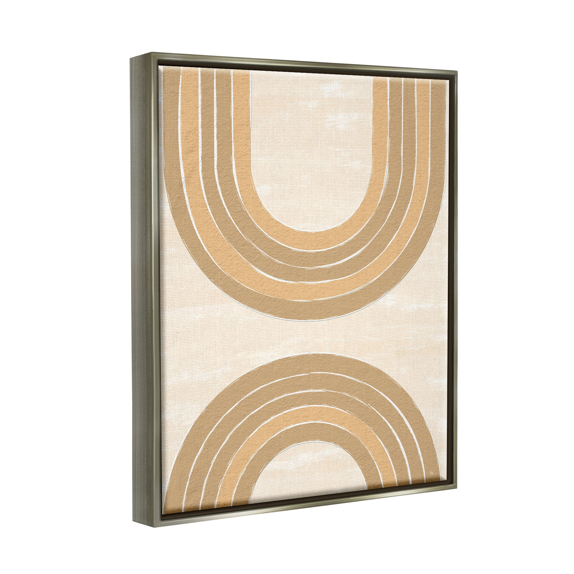 Stupell Industries Modern Muted Arches Abstract Painting Gray Floater Framed Canvas Art Print Wall Art, 25 x 31