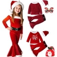 thumbnail image 2 of Baby Girls Christmas Cosplay Santa Claus Costume For Kids Xmas Party Red Clothes Tops+ Pants+Hat+Belt Children New Year Outfits, 2 of 5