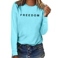 thumbnail image 2 of Freedom Shirts for Women Long Sleeved Patriotic Letter Prints T Shirt With Round Neckline Outdoor Activities Casual Relaxed Fit Daily Wear, 2 of 3