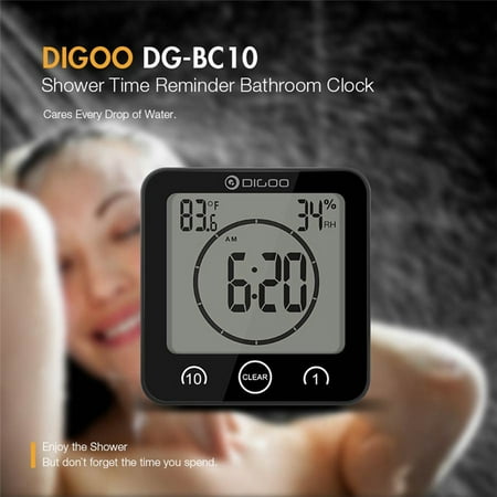 Digoo DG-BC10 Digital LCD Touch Panel Bathroom Wall Clock Waterproof Suction Cups Countdown Timer Indoor Humidity Hygrometer Thermometer Alarm Clock