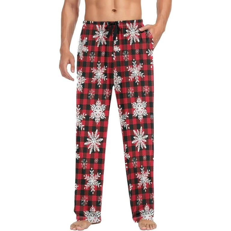 GZHJMY Chrismas Snowflake Pajama Pants for Men Lounge Pants Lightweight Men Pajama Bottoms with Drawstring Pockets Christmas New Year Birthday Gifts Large Walmart
