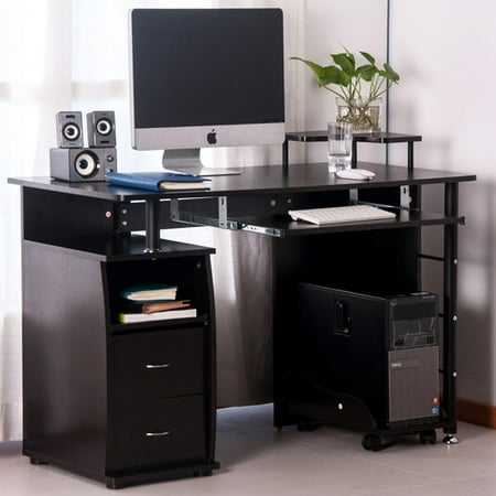 Merax Modernluxe Computer Desk With Keyboard Tray Slide Out Cabinet Merax Computer Desk