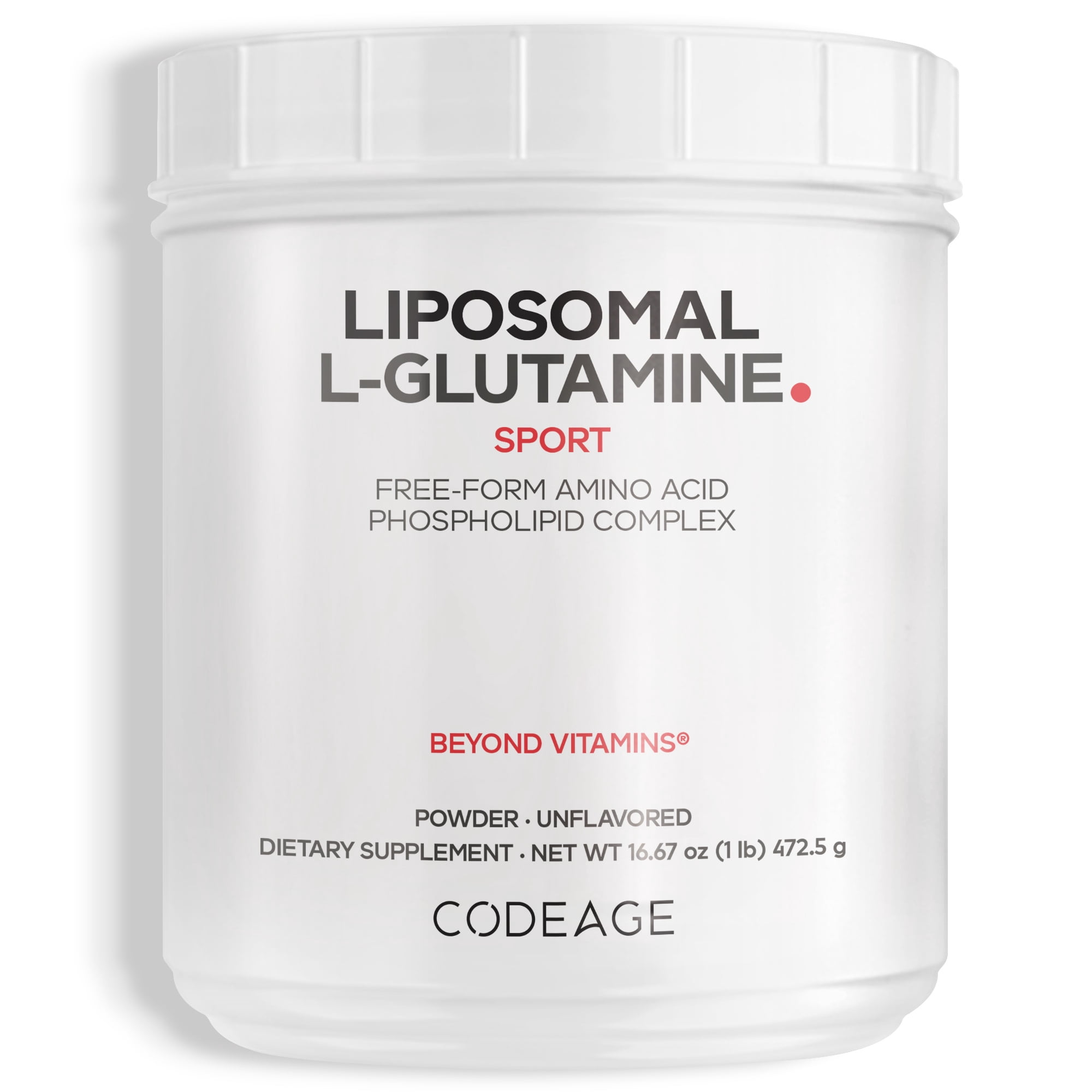 Codeage Liposomal L-Glutamine Powder 5000mg, Free-Form Amino Acid, Performance Muscles Support, 1lb