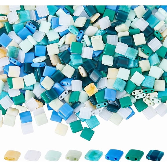 400Pcs 8 Colors Opaque Acrylic Slide Charms Square Mixed Color 5.2x5.2x2mm Hole: 0.8mm 400pcs/set