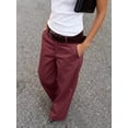 thumbnail image 3 of Women High Waist Wide Leg Pants, Loose Fit Long Trousers with Pockets for Daily Office Commute, 3 of 6