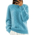 thumbnail image 1 of Avamo Chandails pour Femmes Col Rond Torsadé Chandail Chaud d'Hiver Chandail Confortable Chic Bleu Lac S, 1 of 2