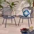 thumbnail image 2 of Kreighton Modern Outdoor Iron Club Chair, Set of 2, Matte Navy Blue, 2 of 8