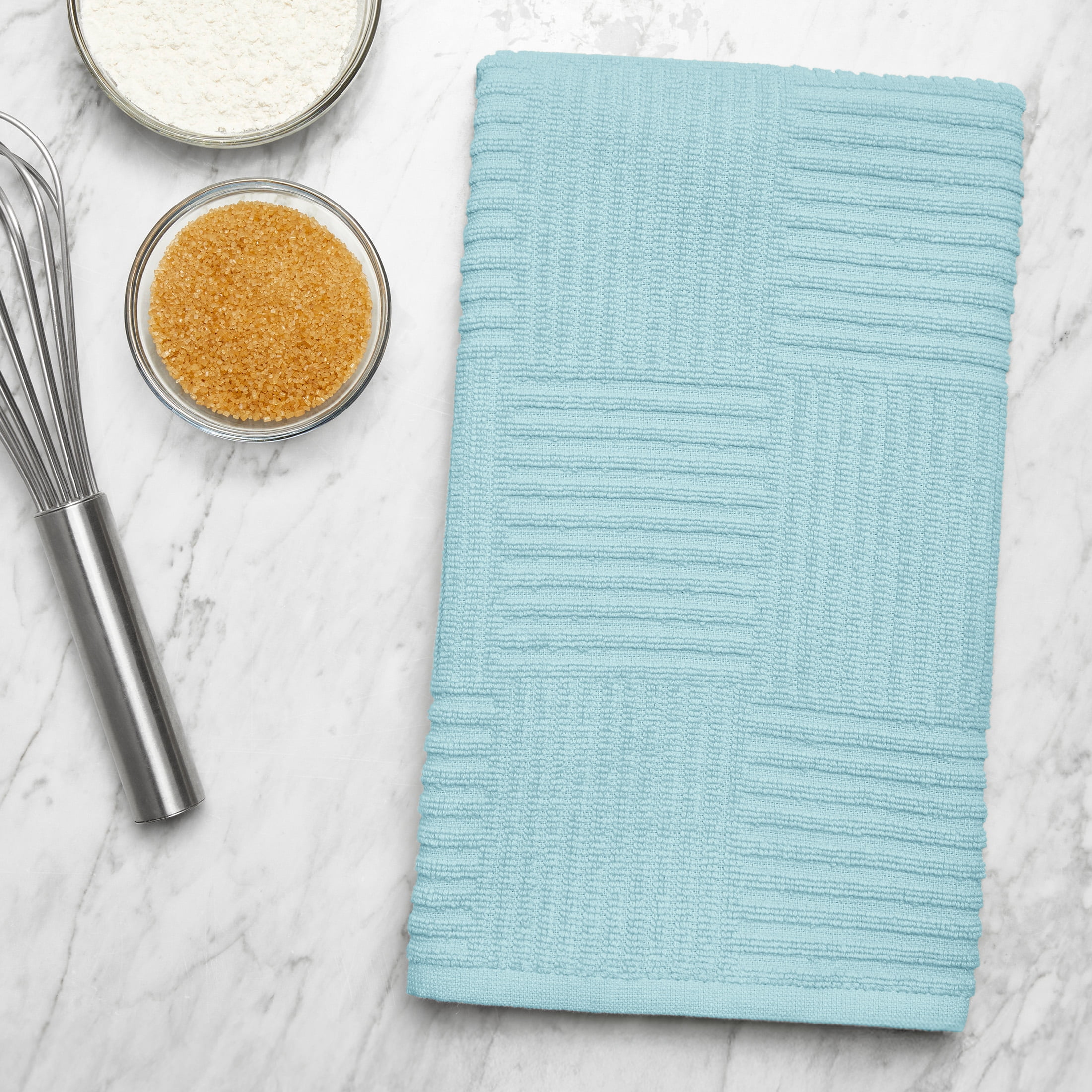 Mainstays Blue Cameo Cotton Sculpted-Rib Weave Kitchen Towel