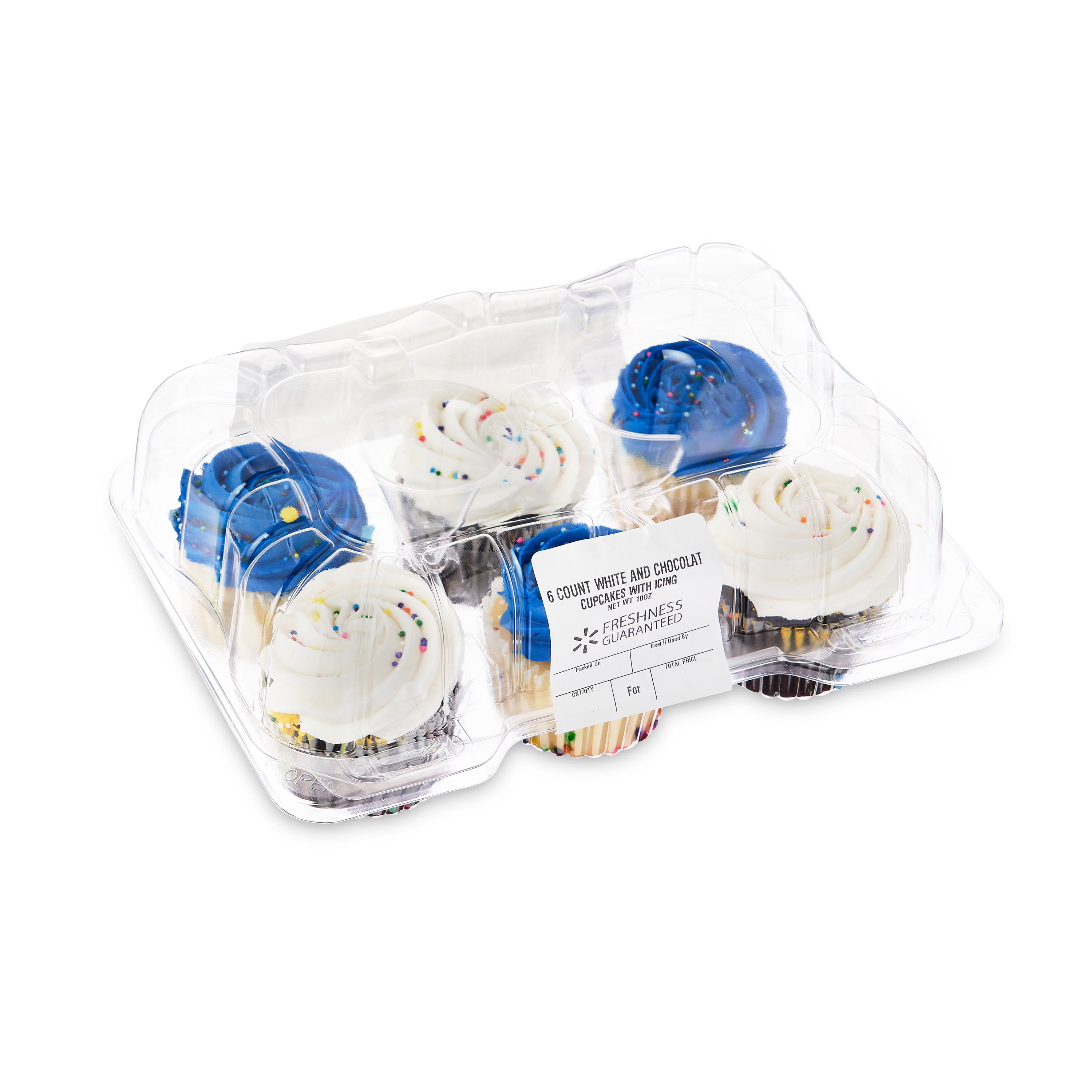 Freshness Guaranteed White and Chocolate Cupcakes with Icing, 10 oz, 6