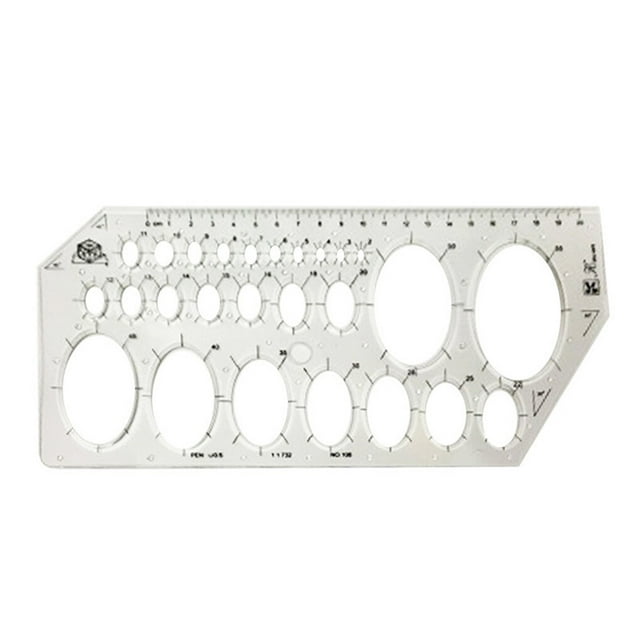 VONKY Transparent Ruler Scale Portable Rulers Multi-functional Measuring Tool Template Drafting Circle Supply for Carpenter School Oval