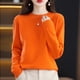thumbnail image 1 of Suéter de cachemira pura de otoño e invierno para mujer, jersey corto de cuello redondo, jersey de manga larga de lana de tubo recto, suéter versátil, 1 of 6