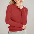 thumbnail image 2 of TRUBKH Fall Outfits for Women Crewneck Tops Long Sleeve Lounge Sweater Cotton Blend Blouses for Women Dressy Casual Wool Blend Sweater Fall Casual Sweater Wrinkle Free Travel Clothes For Red XL, 2 of 8