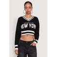 thumbnail image 2 of Women's Daisy Chenille New York Graphic Cropped Sweater, 2 of 5