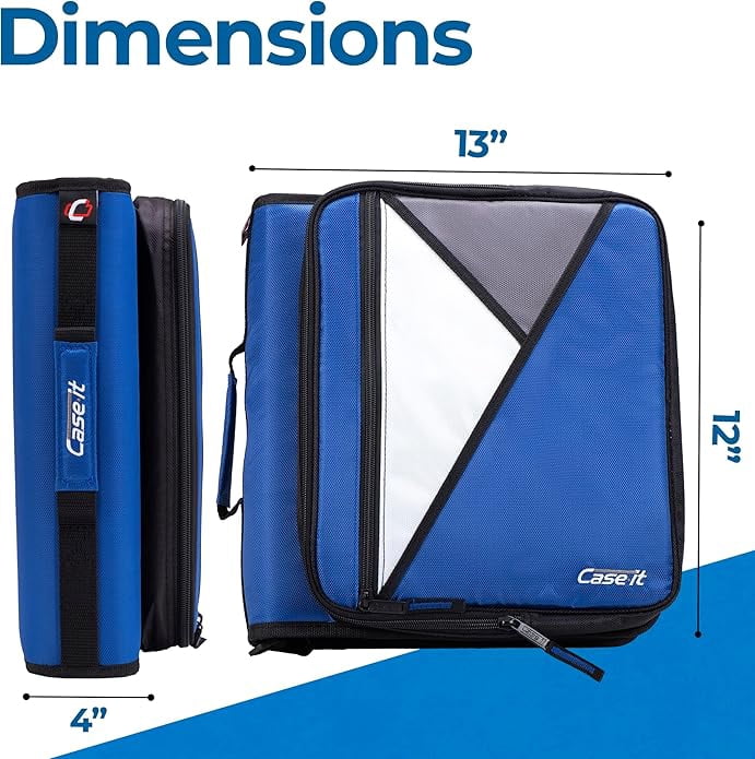 Case-it Universal Zipper Binder with 2 Inch Padded Pocket, Midnight Blue