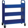 thumbnail image 2 of Lorell Double-sided Book Cart 6 Shelf - Round Handle - 5" Caster Size - Steel - x 38" Width x 18" Depth x 46.3" Height - Blue - 1 Each, 2 of 7