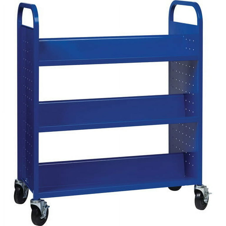 Lorell Double-sided Book Cart - 6 Shelf - Round Handle - 5 Lorell Double-sided Book Cart - 6 Shelf - Round Handle - 5