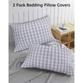 thumbnail image 3 of Purple Pillow Covers Standard Size 2 Pack, Grid Checkered Plaid Gingham Lattice Trellis Soft Bed Throw Pillowcases Breathable Cooling Long Lumbar Body Pillow Sham Cover for Bed Sofa 20''x26'', 3 of 7