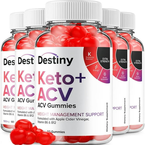 5 Pack Destiny Keto ACV Gummies - Official - Keto Destiny ACV Advanced Formula Plus Apple Cider Vinegar Dietary Supplement B12 Beet Root Juice Men Women 300 Gummies