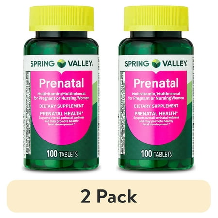 (2 pack) Spring Valley Prenatal Multivitamin/Multimineral for Pregnant and Nursing Women Dietary Supplement Tablets, 100 Count