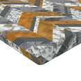 thumbnail image 4 of Ambesonne Chevron Fitted Sheet, Marble Pastel Zigzag Art, Queen Size, Pale Caramel Grey and White, 4 of 5