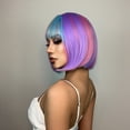 thumbnail image 3 of Colorful Wig Short Ombre Wig with Bangs Heat Resistant Synethetic Fiber Wig, 3 of 6