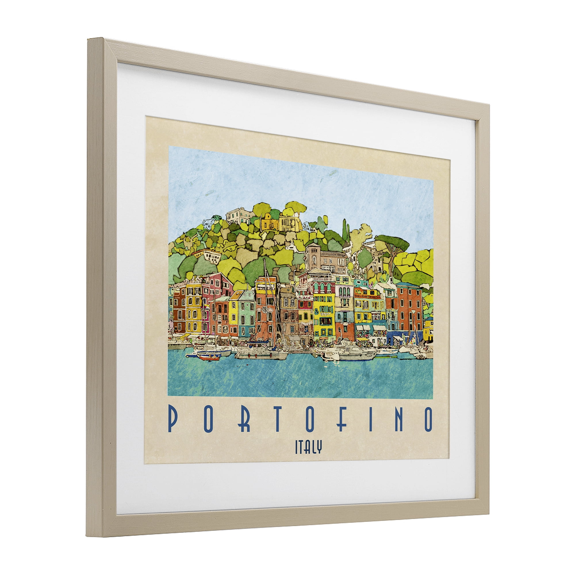 Stupell Industries Portofino Architecture Poster Birch Framed Print Under Glass, design by Ynon Mabat