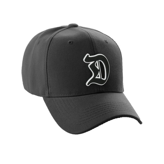 Daxton Structured Baseball Hat Cap Old English A to Z Letter Number Initial-Black, Letter D