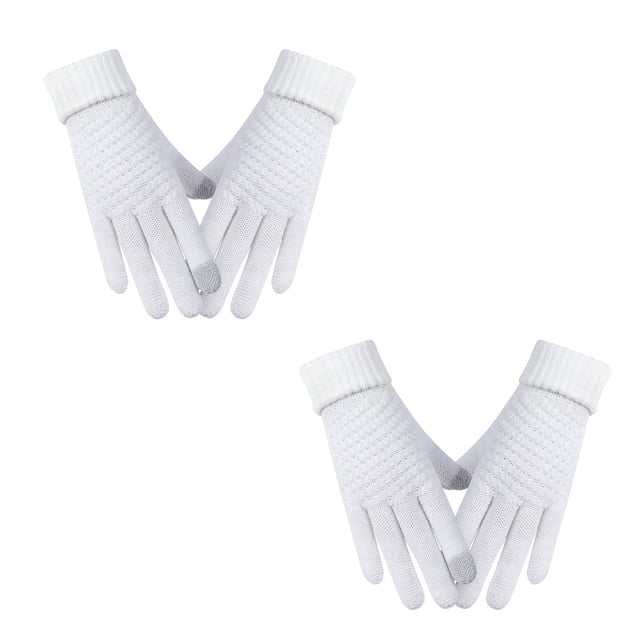 Guantes de invierno para pantalla táctil, 2 uds., guantes tejidos, puños elásticos, guantes cálidos de invierno