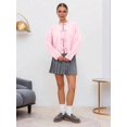 thumbnail image 6 of Women'S Tie Front Cardigan Sweaters Chunky Knit Long Puff Sleeve Trendy Fall Winter Jacket Coats Pink L, 6 of 9