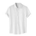 thumbnail image 1 of Camisa hawaiana de manga corta con botones para hombre, de poliéster, cuello vuelto, diseño con bolsillos, cómoda para todas las estaciones., 1 of 8