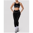 thumbnail image 4 of PISONIC 2 Piece Workout Sets for Women Color Block Strappy Sports Bra High Waist Leggings Gym Yoga Pilates Outfits, 4 of 7