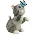 thumbnail image 3 of Estatua de gato de jardín de dibujos animados, escultura de gatito, mariposa, luz Solar, figura decorativa creativa respetuosa con el medio ambiente p Gris, 3 of 8