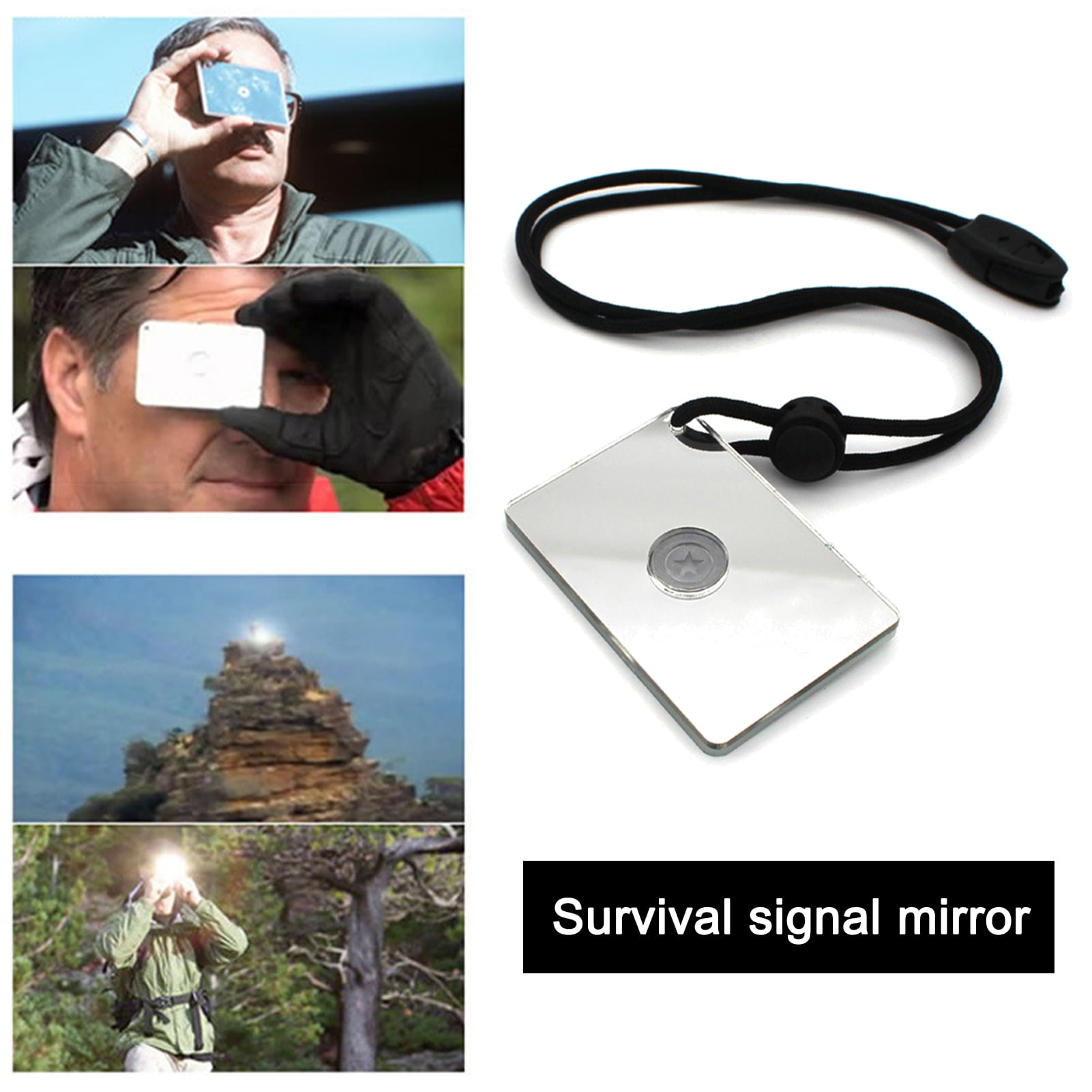 Portable Outdoor Signal Mirror Outdoor Survival Emergency Floatable  Survival Signal Mirror Reflective Function Explorer Tool