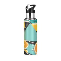 Yayeee 33oz Double Wall Stainless Steel Water Bottle with Flip Straw, Orange Glasses