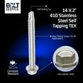 thumbnail image 5 of Bolt Dropper No. 14 x 2 Stainless Hex Washer Head Self Drilling Screws, (50 pc), 410 Stainless Steel Self Tapping TEK, No. 3 Point, Plain Finish, ironclad, 5 of 6
