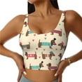 thumbnail image 2 of Haiem Dachshund Dog Puppy Pattern Womens Sports Bra - U Neck Padded Low Impact Yoga Bra Workout Crop Top Gym Moisture-Wicking Workout Vest -X-Large, 2 of 9