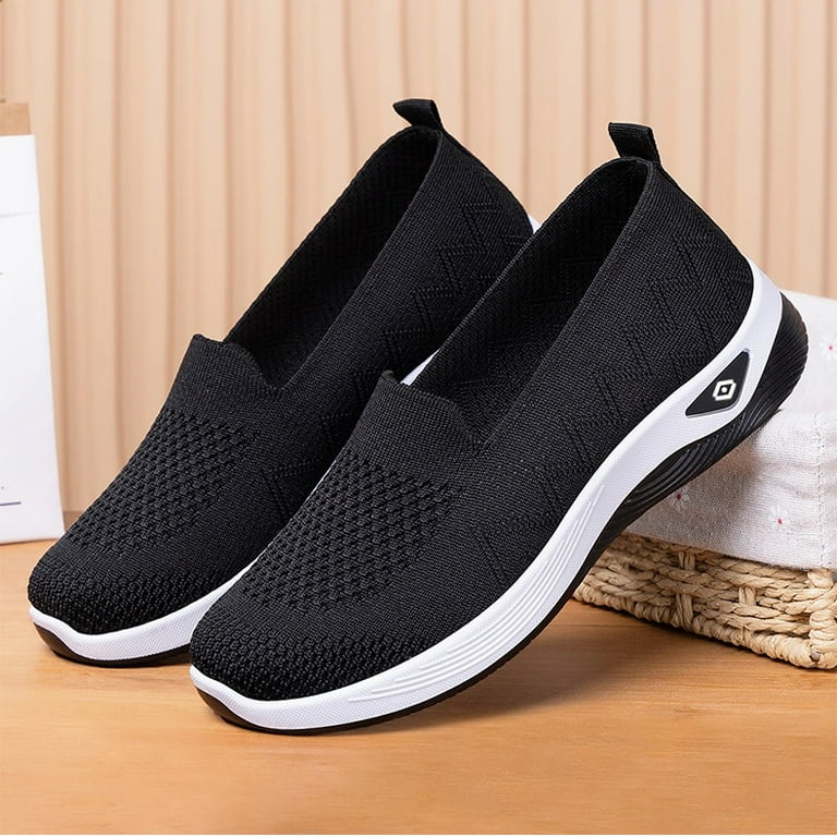 Orthopedic Slip-On Sneakers for Women Wide Width, Breathable Non